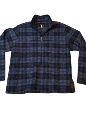 John Wayne Fleece Jacket blue /black Plaid 1/4 zip Pullover Size XL Westerns